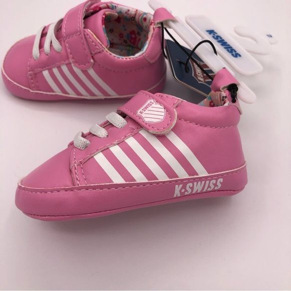K-Swiss Pink and White Striped Sneaker Baby Girls size 2 NWT 3-6 Month Soft Sole - Picture 3 of 10